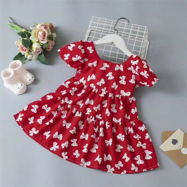 Children princess dress with short sleeve